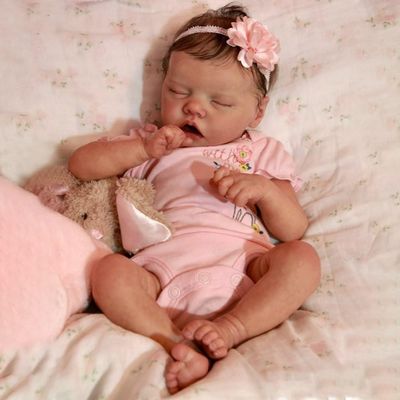 Angelbaby Reborn Realistic Baby Dolls Silicone Full Body Real Life Newborn Baby Girl Sleeping Doll 18 inch Lifelike Waterproof Real Baby Reborn Hand Painted Babies Doll Toys for Toddlers Gifts