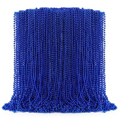EOBOH 100PCS Mardi Gras Beads Necklace, Blue Bead Necklaces Stuff Bulk, 33" Christmas Necklace Party Supplies, Festival Parade Throw Accessories for Wedding Birthday Pirate Theme Party Decor
