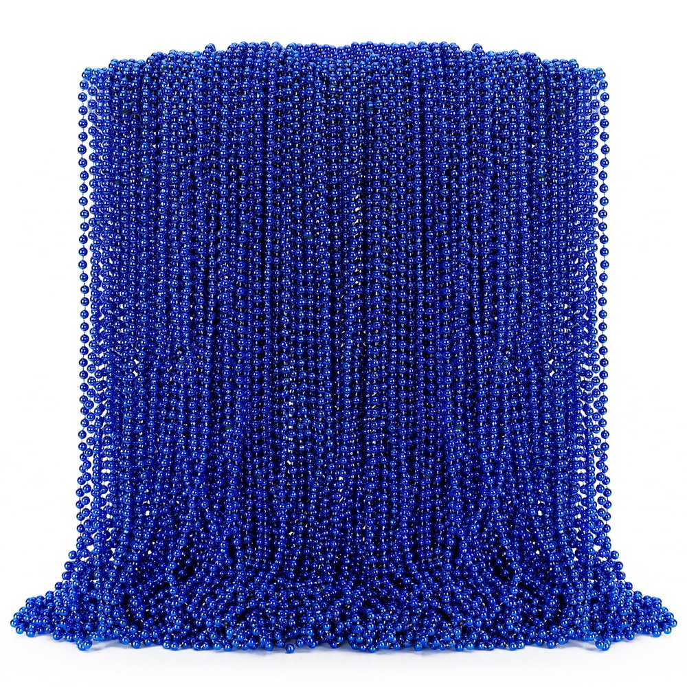 EOBOH 100PCS Mardi Gras Beads Necklace, Blue Bead Necklaces Stuff Bulk, 33" Christmas Necklace Party Supplies, Festival Parade Throw Accessories for Wedding Birthday Pirate Theme Party Decor