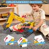 Dwi Dowellin Toys for 3 Year Old Boys,Excavator Toys for Kids with 6 Metal Racing Cars and 2 Engineering Vehicle,Foldable Ejection Vehicle with Lights & Sound for 3 4 5 6 7 Years Old Gifts view 2
