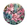 HighonHi 16 Inch Wall Clocks Green Leaf with Tropical Flowers and Cactus Wooden Hanging Clock Silent Non Ticking Arabic Numeral Baby Cute Nursery Cactus Wooden Wall Clocks for Kids Room and Kitchen view 1