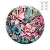 HighonHi 16 Inch Wall Clocks Green Leaf with Tropical Flowers and Cactus Wooden Hanging Clock Silent Non Ticking Arabic Numeral Baby Cute Nursery Cactus Wooden Wall Clocks for Kids Room and Kitchen view 2