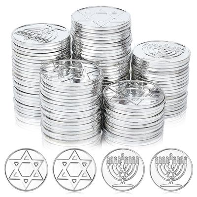 WEBEEDY 100 Pcs Silver Plastic Coin Hanukkah Plastic Play Coin Pirate Treasure Hunt Coin Coin for Pirate Adventure Themed Party Event Pirate Adventure Themed Party Supplies