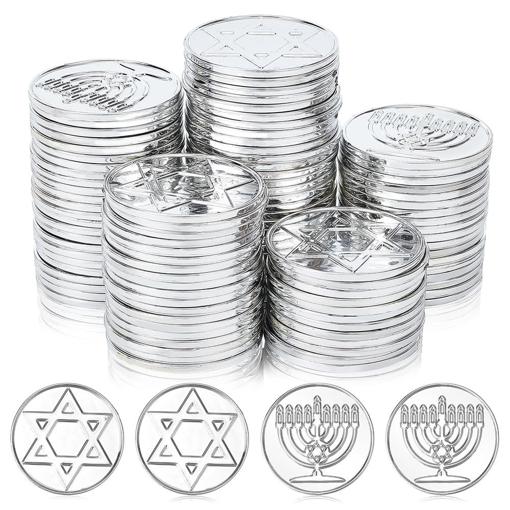 WEBEEDY 100 Pcs Silver Plastic Coin Hanukkah Plastic Play Coin Pirate Treasure Hunt Coin Coin for Pirate Adventure Themed Party Event Pirate Adventure Themed Party Supplies