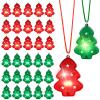 Yinkin 30 Pcs Christmas Light up Necklace for Adults Flashing Necklaces Christmas Accessory for Xmas Party Favors Stocking Stuffers Xmas Ornaments Decoration Party Supplies (Tree) view 1