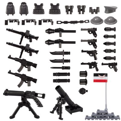 HIMIRICH Military Weapons Pack 41 Pcs German Accessories Kits Toys, Army Equipment Gear WW2 Guns for Boys 6+, Compatible with Mini Figure of Major Brand