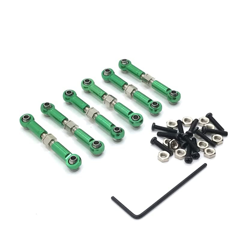 BrewJa Metal Upgrade Retrofit Adjustable Pull Rod for WLtoys 184011 A949 A959 A969 A979 K929 RC Car Parts (Color : Green)