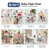 Cowiewie 8 in 1 Baby High Chair for Babies & Toddlers Table and Chair Set Building Block Table Highchair with Safety Harness, Removable Tray(Wavy) view 2
