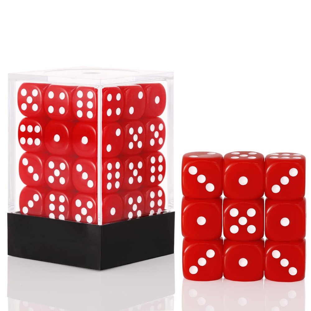 36 Pieces 12mm 6 Sided Mini Dice Set,D6 Game Dice Set,6 Sided Standard Game Dice for Board Games Dice Games Classroom Teaching Dices Game, with Portable Gaming Box(Red)