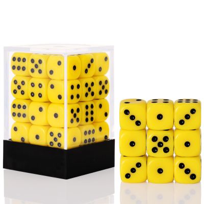 36 Pieces 12mm 6 Sided Mini Dice Set,D6 Game Dice Set,6 Sided Standard Game Dice for Board Games Dice Games Classroom Teaching Dices Game, with Portable Gaming Box(Yellow)
