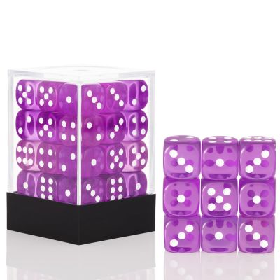 36 Pieces 12mm 6 Sided Mini Dice Set,Translucent Colors D6 Game Dice Set,6 Sided Standard Game Dice for Board Games Dice Games Classroom Teaching Dices Game, with Portable Gaming Box(Purple)