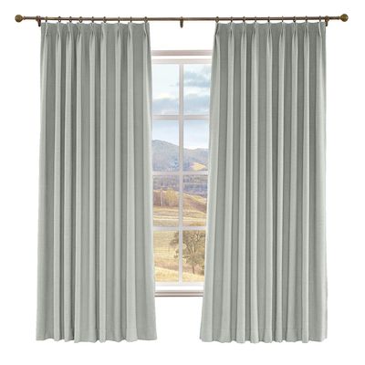 Macochico Linen Curtains Linen Curtain, Themal Insulated Pinch Pleated Nursery & Infant Care Curtains for Living Room Meetingroom Theater Patio, Fog 45W x 150L Inch (1 Panel)