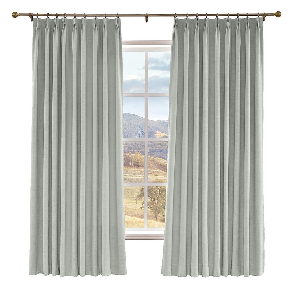 Macochico Linen Curtains Linen Curtain, Themal Insulated Pinch Pleated Nursery & Infant Care Curtains for Living Room Meetingroom Theater Patio, Fog 45W x 150L Inch (1 Panel)