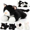 Skylety 5 Pieces Cat Stuffed Animal with Babies Inside Belly Plush Cat Pregnant Mommy Kitty with 4 Cute Fluffy Stuffed Kittens Christmas Birthday Surprise Gifts(Black, White) view 1