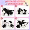 Skylety 5 Pieces Cat Stuffed Animal with Babies Inside Belly Plush Cat Pregnant Mommy Kitty with 4 Cute Fluffy Stuffed Kittens Christmas Birthday Surprise Gifts(Black, White) view 3