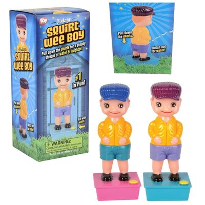 7.5" Squirt Wee Wee Water Boy - The Classic Prank Gag Squirter Toy. Leak-Free Water Base. Long Range Shooting! (12, Random)