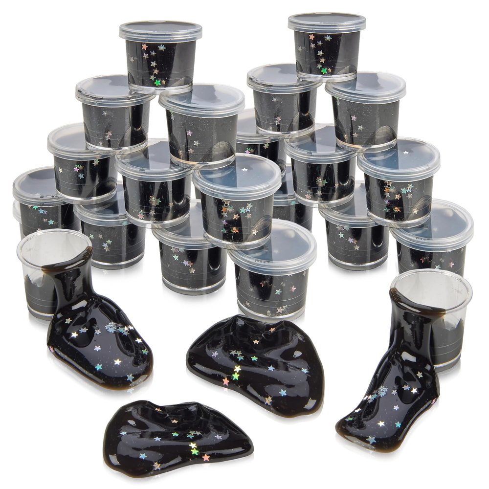 Black Nebula Slime - 24 Pack - Galaxy Star Slime Party Favors for Kids - Non-Sticky, Stress Relief, Arts & Crafts