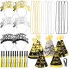 HOWAF 2026 New Year Eve Party Supplies 2026 NYE Decorations Kit - Include Happy New Year Headband Cone Hats Party Blowouts Black Gold Silver NYE Party Favors New Years Eve Accessories Kit, 38 Pieces view 1