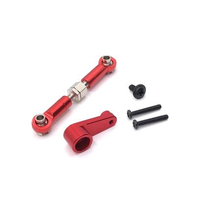 BrewJa Upgrade Metal Steering Rod 28T Servo Arm for WLtoys 144010 144001 144002 124016 127017 124018 124019 LC 1/14 RC Car Parts (Color : Red)