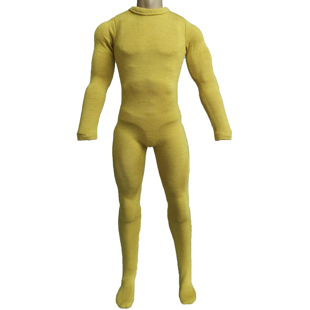 1/6 Scale Male Figure Clothes Long Sleeved Bodysuit Undercoat Jumpsuit Cloth for 12'' Action Figure Doll Clothes (Yellow)