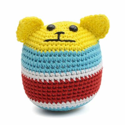 Colorful Dog Puppy Ball Crochet Doll Handmade Amigurumi Plush Toy VAC (Yellow)