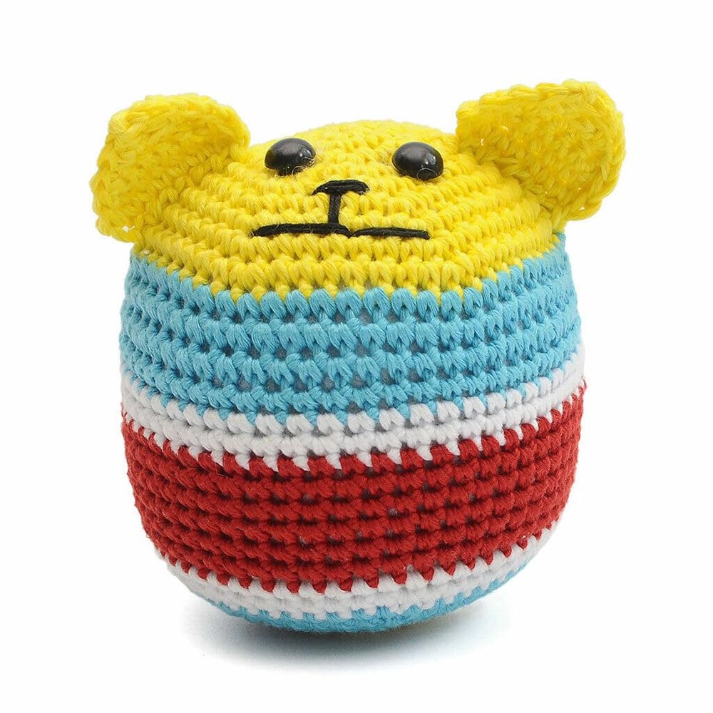 Colorful Dog Puppy Ball Crochet Doll Handmade Amigurumi Plush Toy VAC (Yellow)