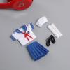 1/12 Scale Female Clothes,Female Student Clothes Set Sailor Suit Tops Pleated Skirt Shoes Costume Outfit Cloting for 6inch PH TBL Action Figure Body (Blue-Short Version) view 1