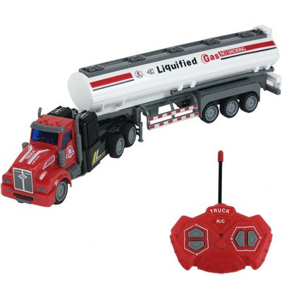 CALEST Remote Control Semi Truck Fuel Trailer, 14" 1:48 Fuel Trailer Truck Toy, Equipped with 2 Rechargeable Batteries, Gifts Ideas for Boys Age 3-8 Year Old