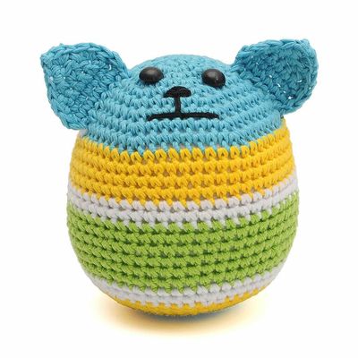 Colorful Dog Puppy Ball Crochet Doll Handmade Amigurumi Plush Toy VAC (Blue)