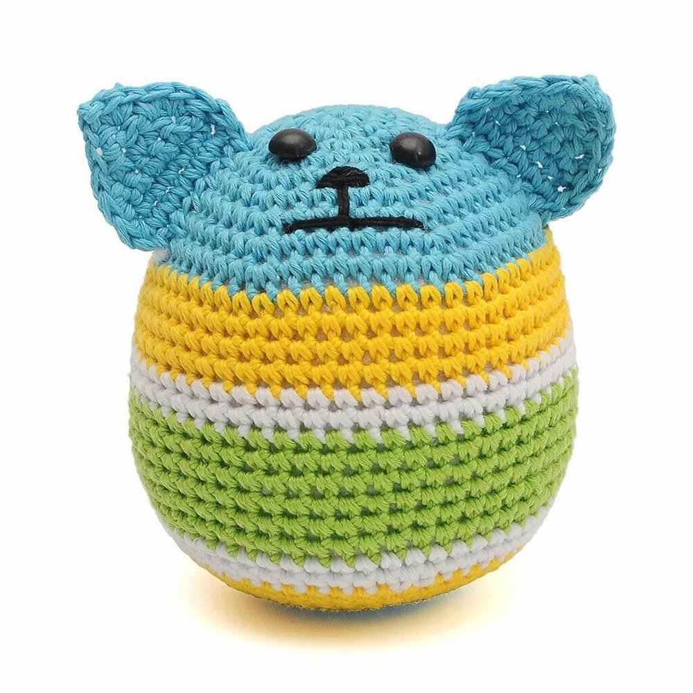 Colorful Dog Puppy Ball Crochet Doll Handmade Amigurumi Plush Toy VAC (Blue)