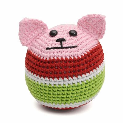 Colorful Dog Puppy Ball Crochet Doll Handmade Amigurumi Plush Toy VAC (Pink)