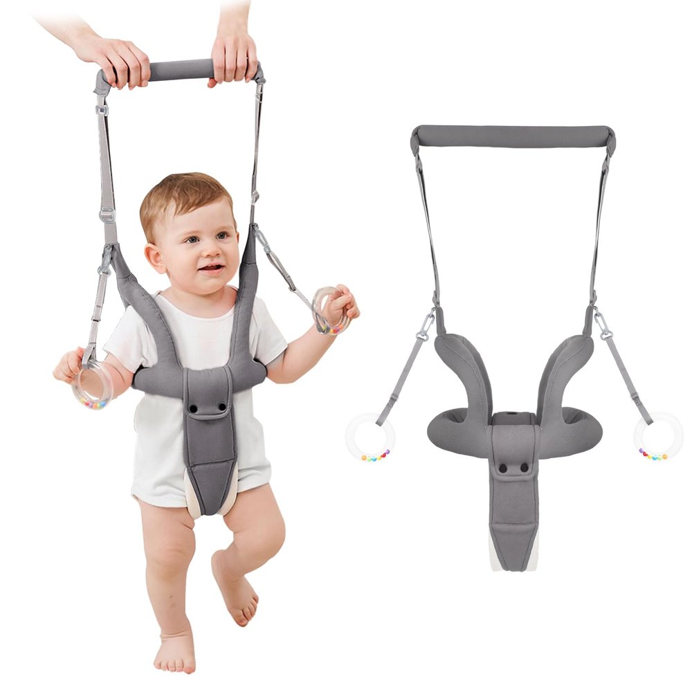 Ocanoiy Baby Walking Helper, Handheld Baby Walking Harness, Infant Walker Assistant Belt, Toddler Standing Support Help Baby Walk, Walking Assistance for Babies 8-16 Months (Gray)