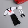 1/12 Scale Female Clothes,Female Student Clothes Set Sailor Suit Tops Pleated Skirt Shoes Costume Outfit Cloting for 6inch PH TBL Action Figure Body (Black-Long Version) view 1