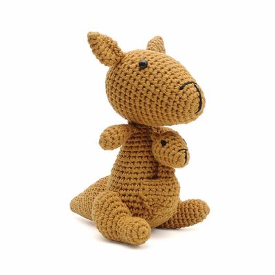Kangaroo Carring Her Baby Crochet Doll Handmade Amigurumi Plush Toy VAC