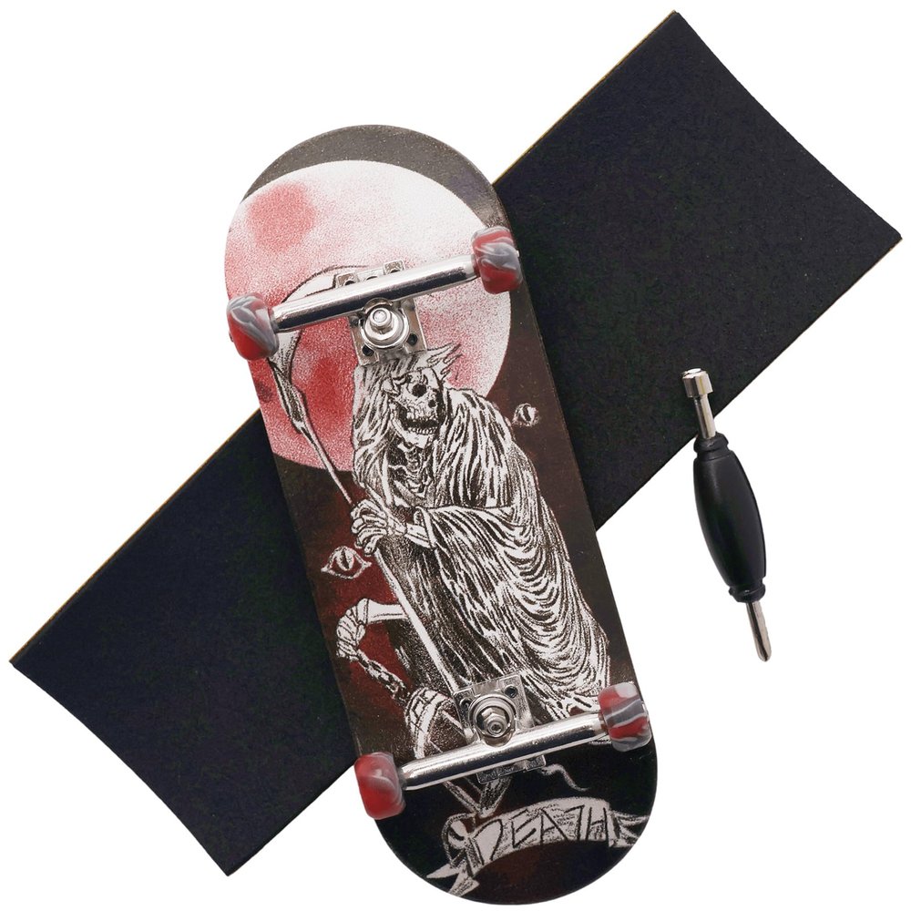 RACOFSB Pro Fingerboard 34mm Wooden Board Professional Finger Skateboard Trucks CNC Swirl Wheels (Death)