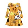Funny Bats Halloween Pumpkin Ghost Twirly Dress for Girls 4 Years Old Novelty Holiday Party Halloween Costumes Girls Flowy Swing Loose Fit Flared Orange A Line Skater Dress Kids Playwear Fall Outfits view 3