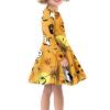 Funny Bats Halloween Pumpkin Ghost Twirly Dress for Girls 4 Years Old Novelty Holiday Party Halloween Costumes Girls Flowy Swing Loose Fit Flared Orange A Line Skater Dress Kids Playwear Fall Outfits view 4