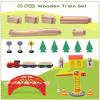 SainSmart Jr. Wooden Train Set for Toddler, 41pcs Wood Train Track w/Crane Fits Brio, Thomas, Melissa and Doug, Kids Wood Toy Train for Kids Ages 3+ view 2