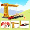 SainSmart Jr. Wooden Train Set for Toddler, 41pcs Wood Train Track w/Crane Fits Brio, Thomas, Melissa and Doug, Kids Wood Toy Train for Kids Ages 3+ view 3