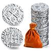 Metal Pirate Coins, Prefdo 35PCS Silver Treasure Coin Set Spanish Doubloon Replicas Fantasy Metal Coins Pirate Gold Coins for Board Games Tokens Pirate Party Cosplay, 1.18in view 1