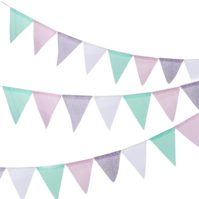 2set macaron Outdoor Bunting Banner, 24pcs Multicolor Waterproof Imitated Burlap banner Hanging Decoration for Wedding/Birthday/Home Festival Party Decor(Macaron)