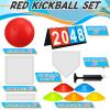 Poen 19 Pcs Sports Kickball Set Including 2 Pcs 10 Inch Playground Ball with Air Pump 5 Rubber Bases 10 Foul Marker Discs and a Flip Scoreboard for Adults Outdoor Backyard Game view 2