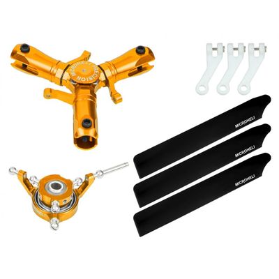 MICROHELI CNC Triple Carbon Plastic Blades Conversion Set (Gold) - OMP Hobby M1 / EVO