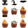 UXYOKM 24Pcs Halloween Cupcake Toppers Pumpkin Witch Hat Ghost Bats Boo Trick or Treat Cupcake Picks Baby Shower Birthday Halloween Themed Party Cake Decorations Supplies view 1