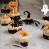 UXYOKM 24Pcs Halloween Cupcake Toppers Pumpkin Witch Hat Ghost Bats Boo Trick or Treat Cupcake Picks Baby Shower Birthday Halloween Themed Party Cake Decorations Supplies view 3