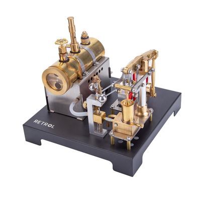 Full Metal Beam Steam Engine Model Kits That Works, Retrol Metal Engine Horizontal Boiler Steam Engine Kit with Centrifugal Regulator, Mini Engine Physical Experiment Toys for Adults