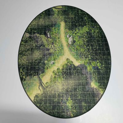 24" Diameter Jungle Playmat with 1" Grid Stitched Edging, Double-Sided with Universal Dungeon Terrain