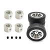 2 Set RC Car Part: 1 Set RC Car Metal Wheel Rim Modified Tire & 1 Set 5Mm to 12Mm Metal Combiner Wheel Hub Hex Adapter Modification Accessories view 1