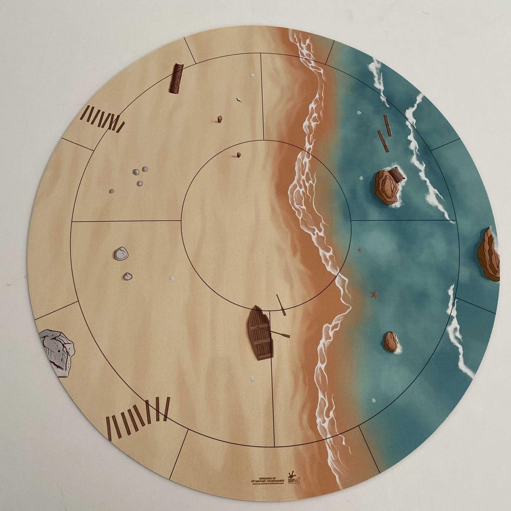 24" Diameter Beach Playmat with 1" Grid Stitched Edging, Double-Sided with Universal Dungeon Terrain