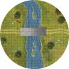 24" Diameter River Crossing Playmat with 1" Grid Stitched Edging, Double-Sided with Universal Dungeon Terrain view 1